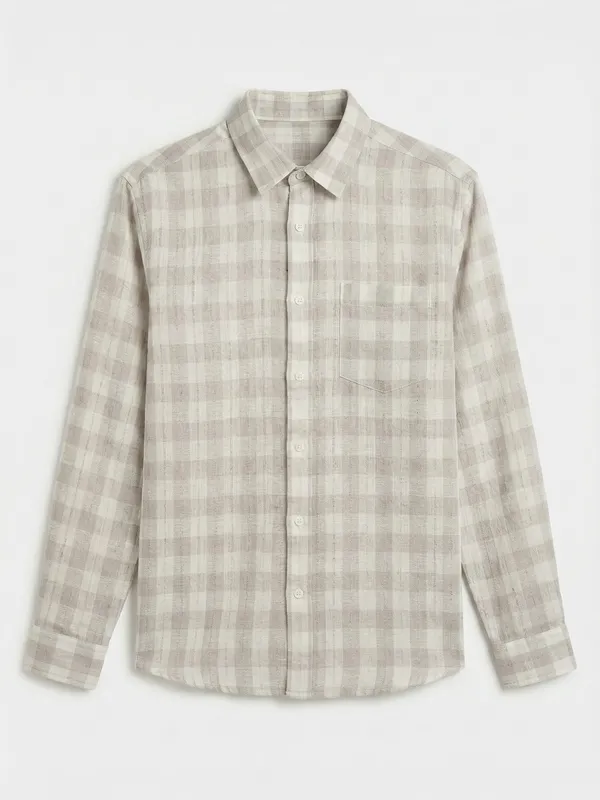 Highlander Men Grey Checked Relaxed Fit Casual Shirt