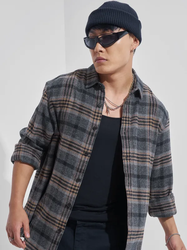 Highlander Men Green Checked Relaxed Fit Casual Shirt