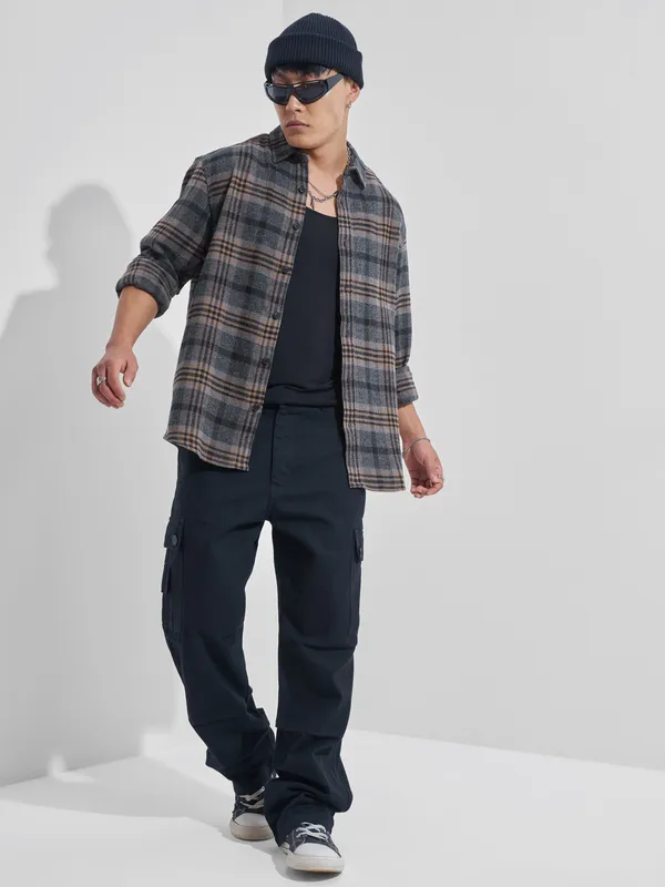 Highlander Men Green Checked Relaxed Fit Casual Shirt