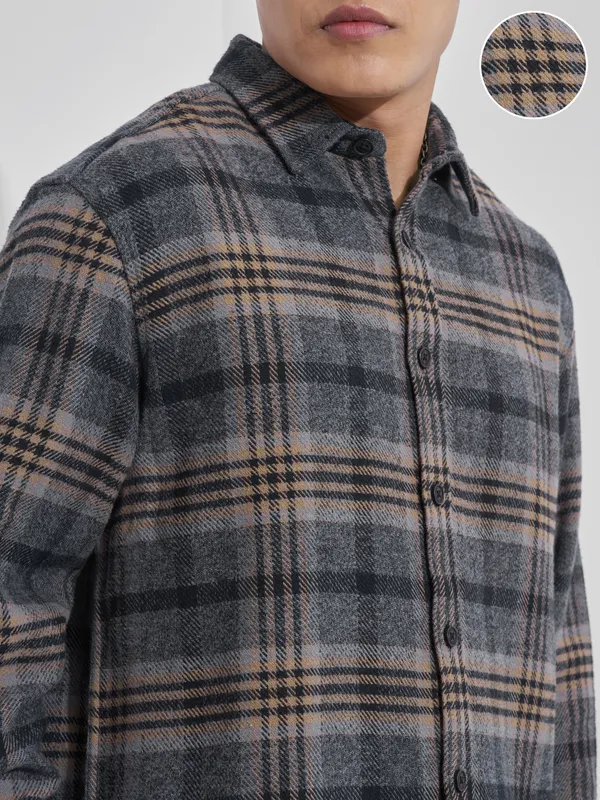 Highlander Men Green Checked Relaxed Fit Casual Shirt