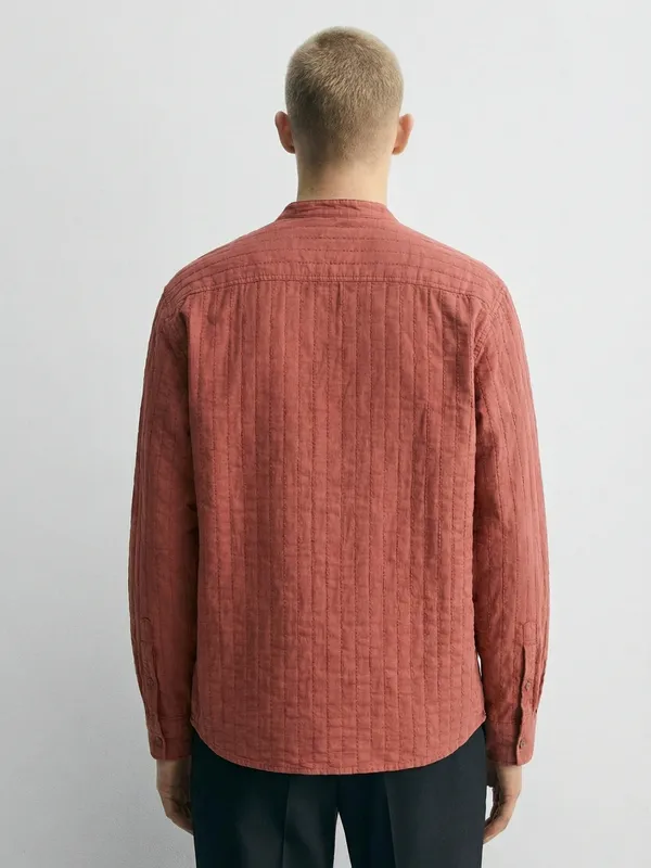 Highlander Men Coral Self Design Relaxed Fit Casual Shirt