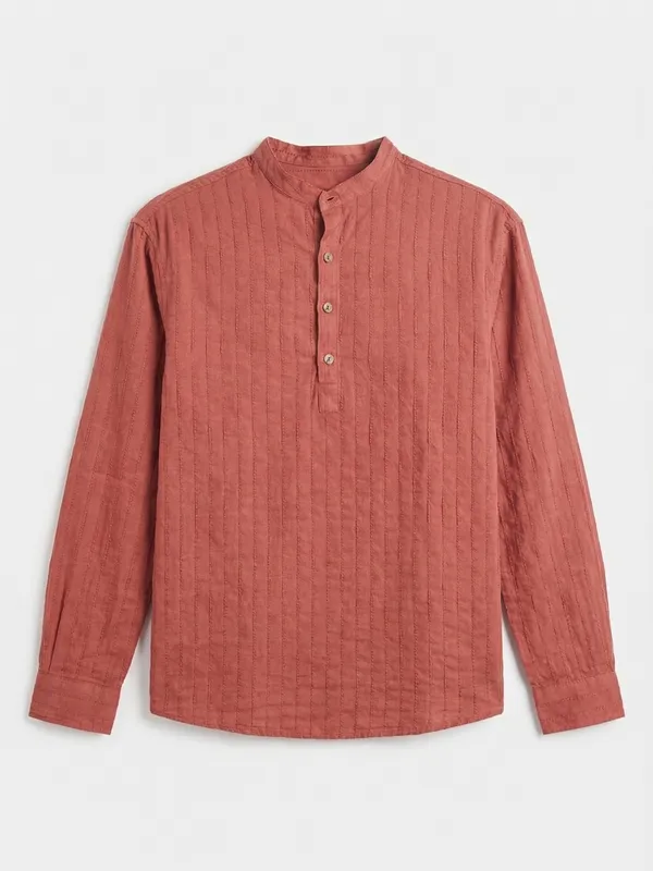 Highlander Men Coral Self Design Relaxed Fit Casual Shirt