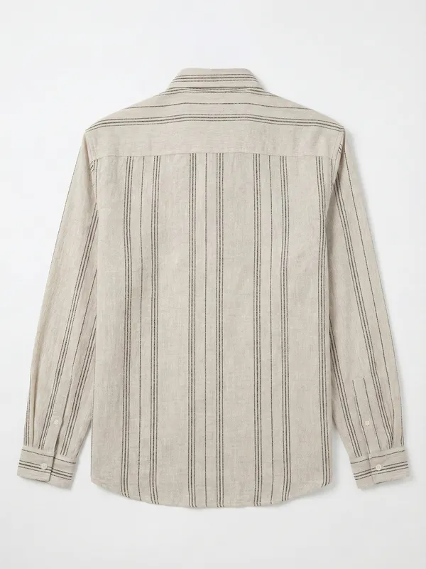 Highlander Men Tan Striped Relaxed Fit Casual Shirt