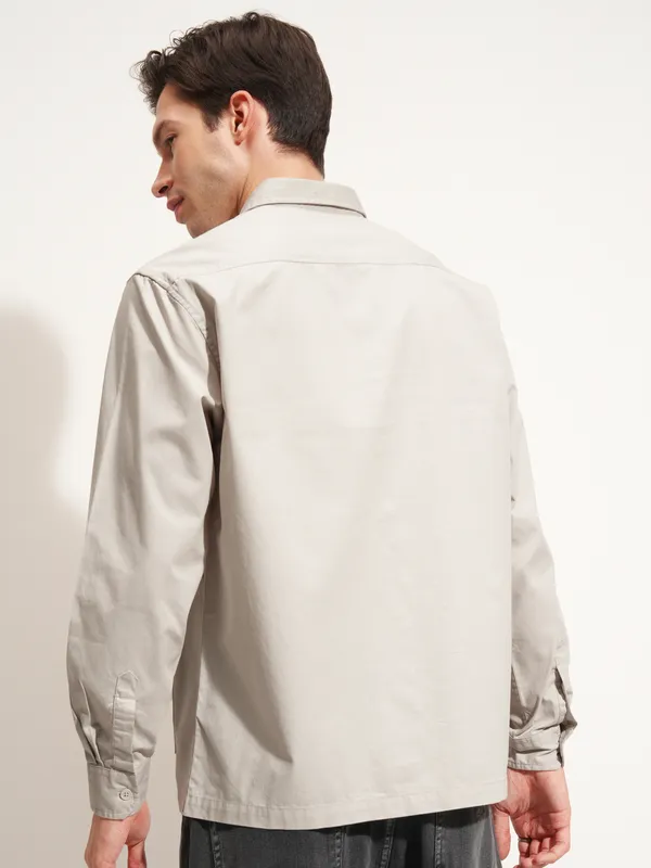 Highlander Men Grey Printed Oversized Fit Casual Shirt