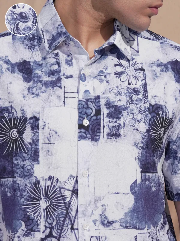 Highlander Men Purple Printed Slim Fit Casual Shirt