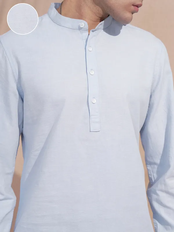 Highlander Men Blue Self Design Slim Fit Casual Shirt