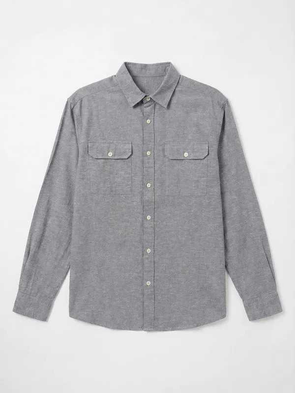 Highlander Men Blue Solid Relaxed Fit Casual Shirt