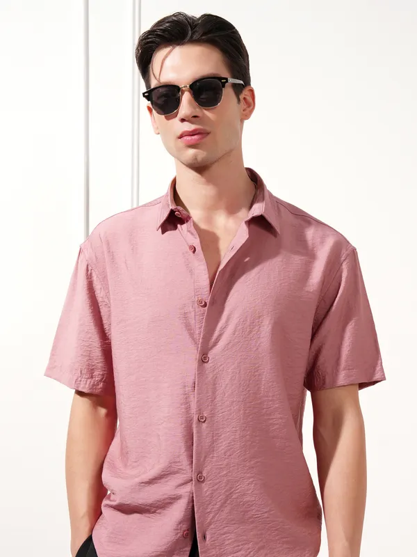 Highlander Men Rose Self Design Relaxed Fit Casual Shirt