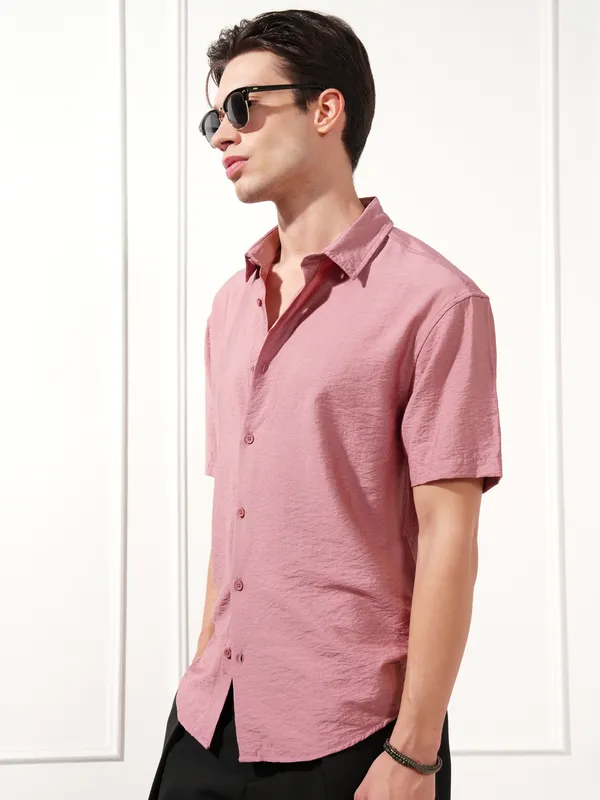 Highlander Men Rose Self Design Relaxed Fit Casual Shirt