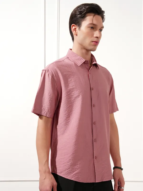 Highlander Men Rose Self Design Relaxed Fit Casual Shirt