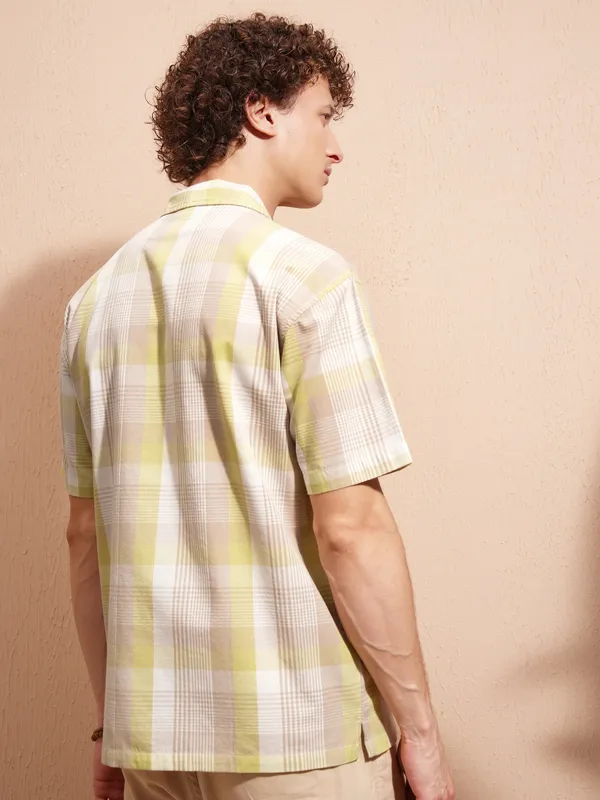 Highlander Men Yellow Checked Relaxed Fit Casual Shirt