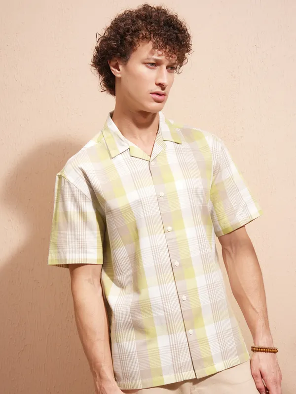 Highlander Men Yellow Checked Relaxed Fit Casual Shirt