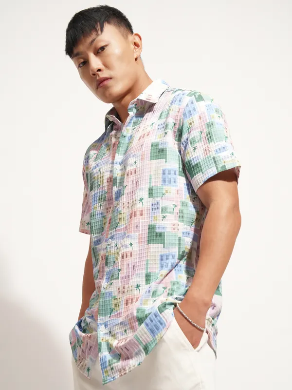 Highlander Men Multi Printed Slim Fit Casual Shirt