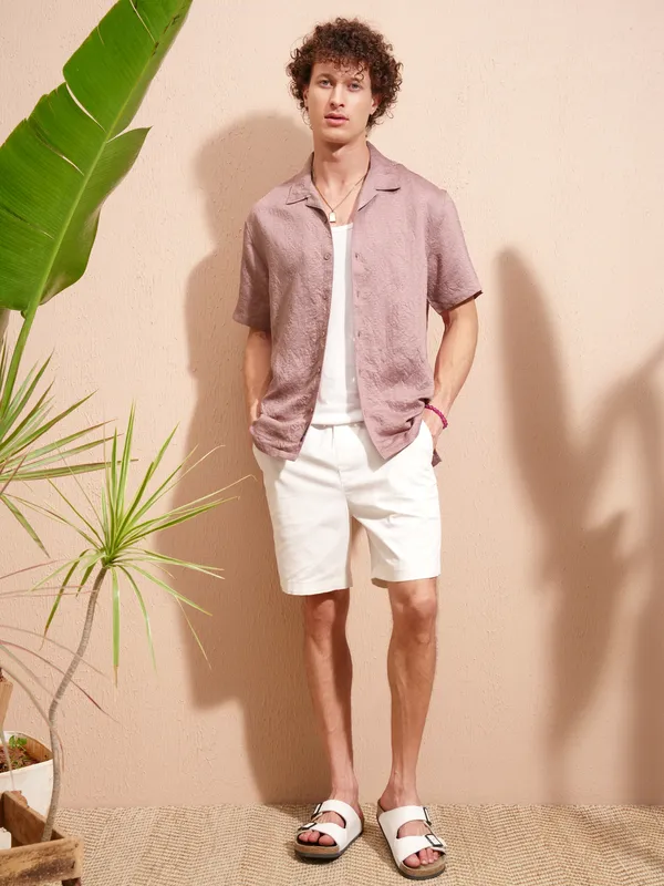 Highlander Men Lavender Self Design Relaxed Fit Casual Shirt