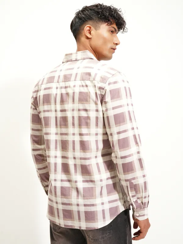 Highlander Men Brown Checked Slim Fit Casual Shirt