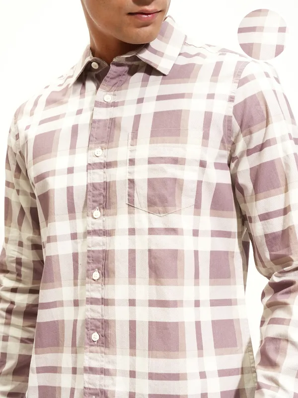 Highlander Men Brown Checked Slim Fit Casual Shirt