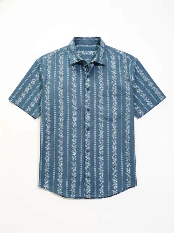 Highlander Men Blue Printed Relaxed Fit Casual Shirt