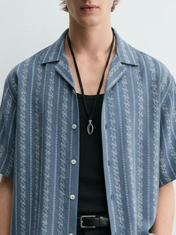 Highlander Men Blue Printed Relaxed Fit Casual Shirt