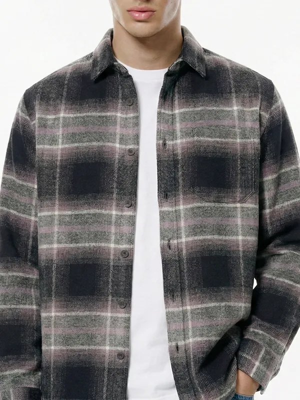 Highlander Men Black Checked Relaxed Fit Casual Shirt