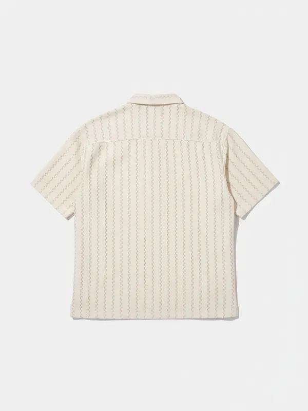 Highlander Men Beige Self Design Relaxed Fit Casual Shirt