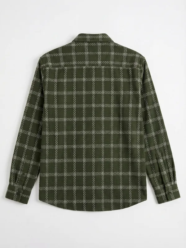 Highlander Men Green Checked Relaxed Fit Casual Shirt