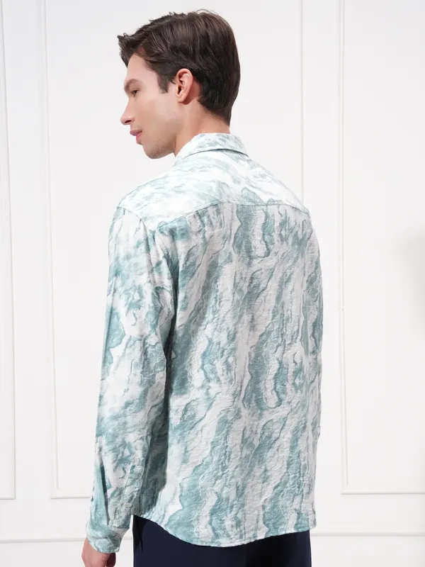 Highlander Men Blue Printed Relaxed Fit Casual Shirt