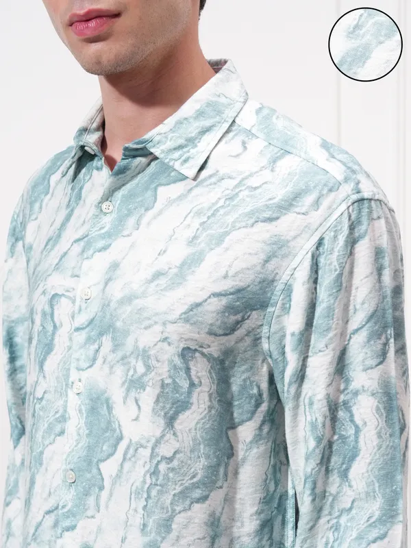 Highlander Men Blue Printed Relaxed Fit Casual Shirt