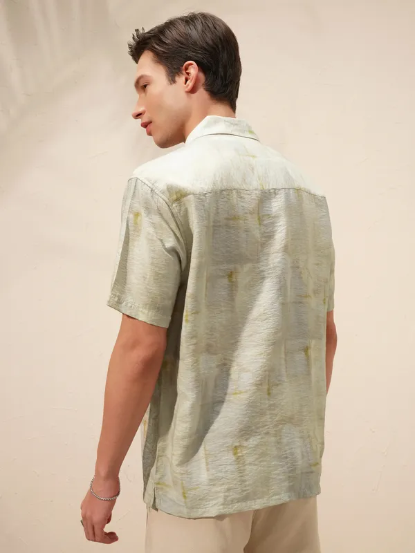 Highlander Men Green Printed Relaxed Fit Casual Shirt