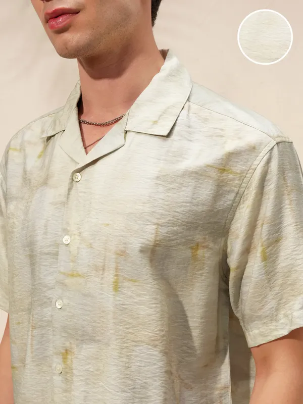 Highlander Men Green Printed Relaxed Fit Casual Shirt