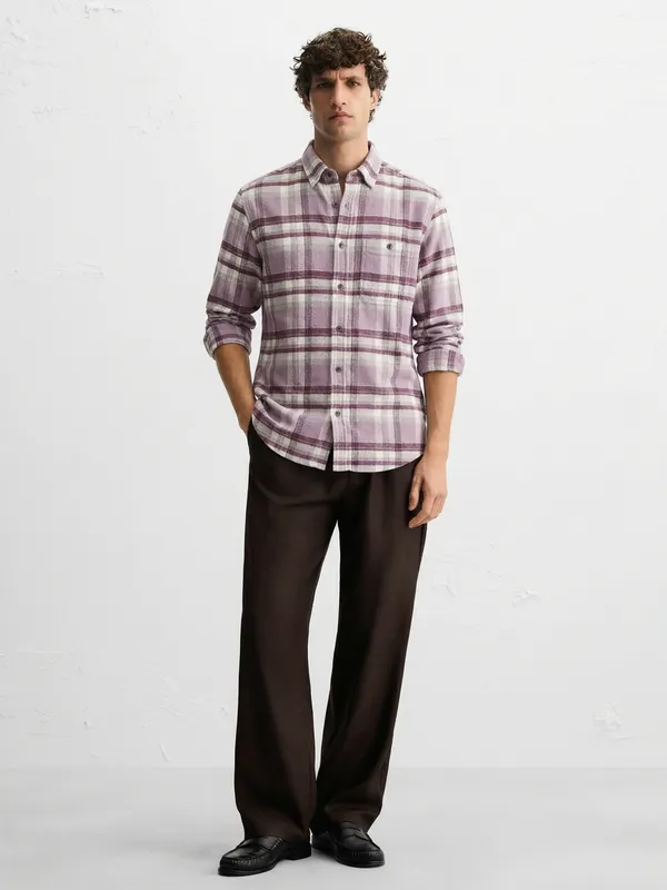Highlander Men Pink Checked Relaxed Fit Casual Shirt