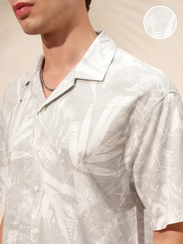 Highlander Men Grey Printed Relaxed Fit Casual Shirt