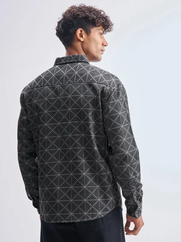 Highlander Men Grey Printed Relaxed Fit Casual Shirt