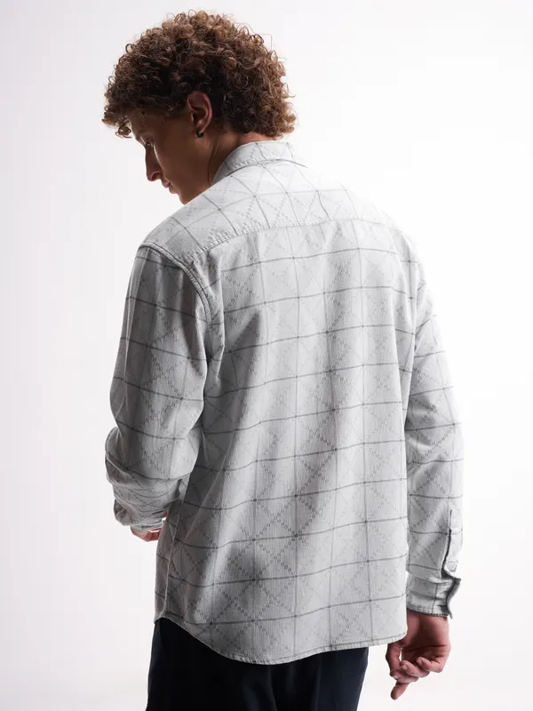Highlander Men Grey Printed Relaxed Fit Casual Shirt