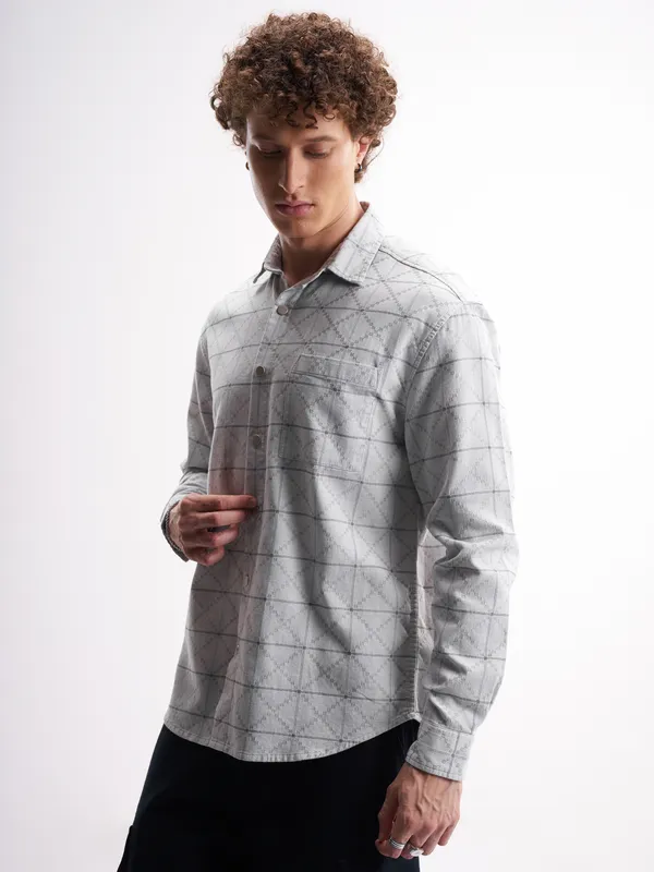 Highlander Men Grey Printed Relaxed Fit Casual Shirt
