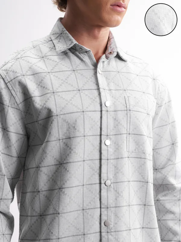 Highlander Men Grey Printed Relaxed Fit Casual Shirt