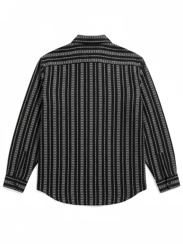 Highlander Men Black Striped Relaxed Fit Casual Shirt