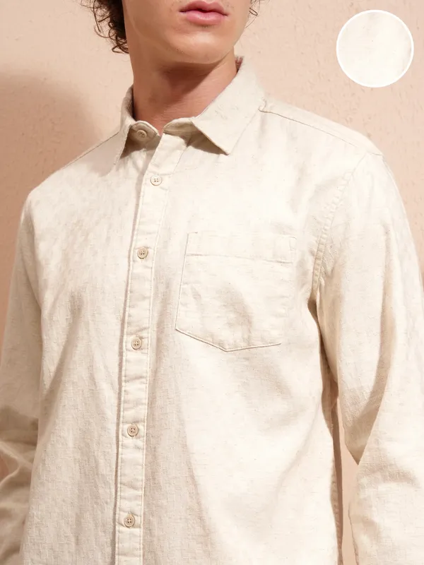 Highlander Men Rose Self Design Slim Fit Casual Shirt