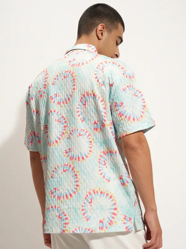 Highlander Men Blue Printed Relaxed Fit Casual Shirt