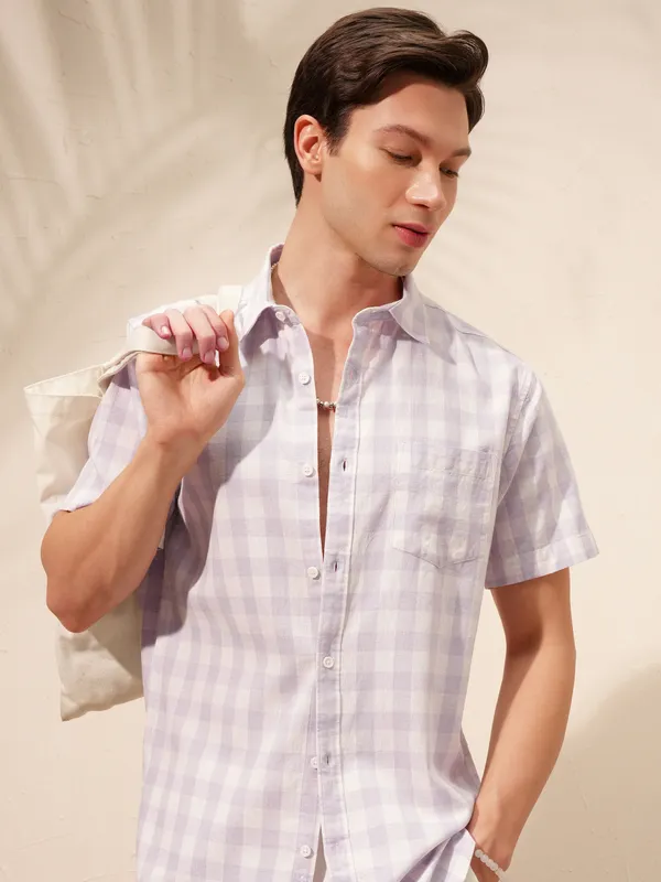 Highlander Men Purple Checked Relaxed Fit Casual Shirt