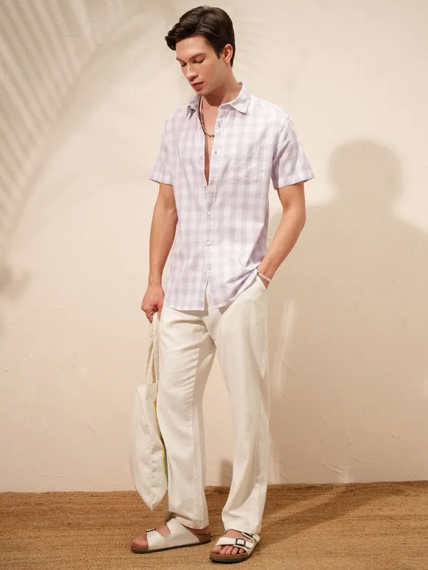 Highlander Men Purple Checked Relaxed Fit Casual Shirt