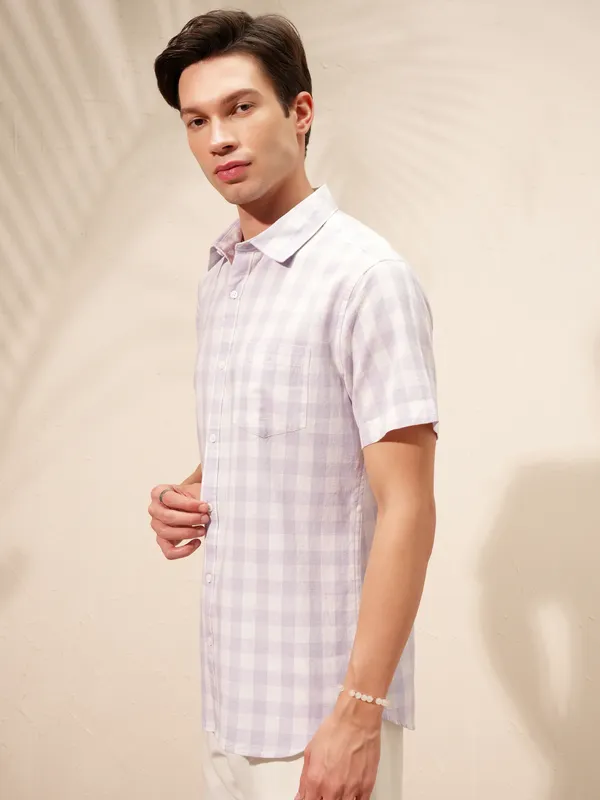 Highlander Men Purple Checked Relaxed Fit Casual Shirt