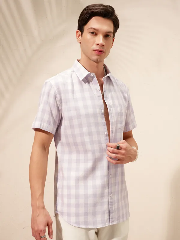 Highlander Men Purple Checked Relaxed Fit Casual Shirt