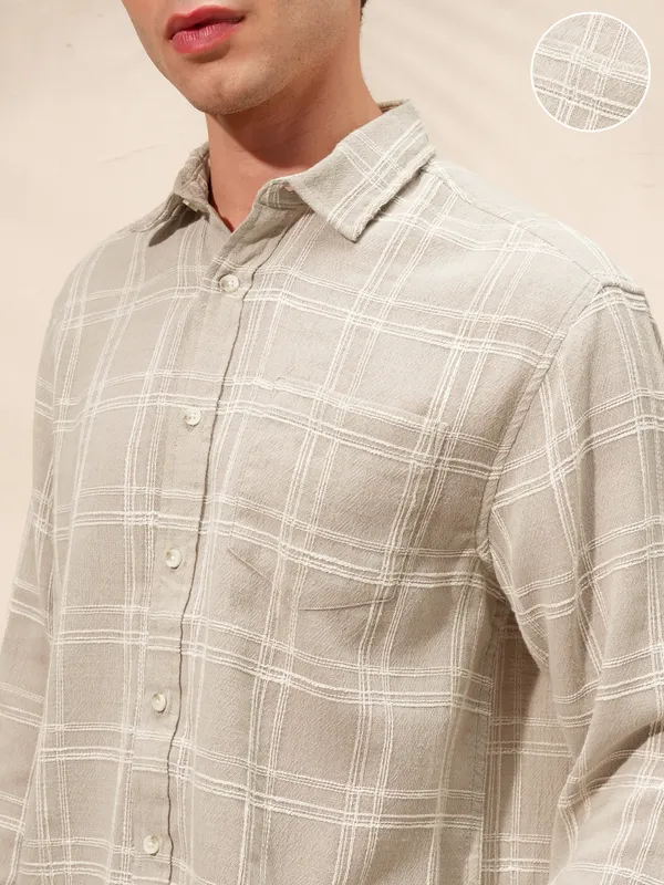 Highlander Men Tan Checked Relaxed Fit Casual Shirt