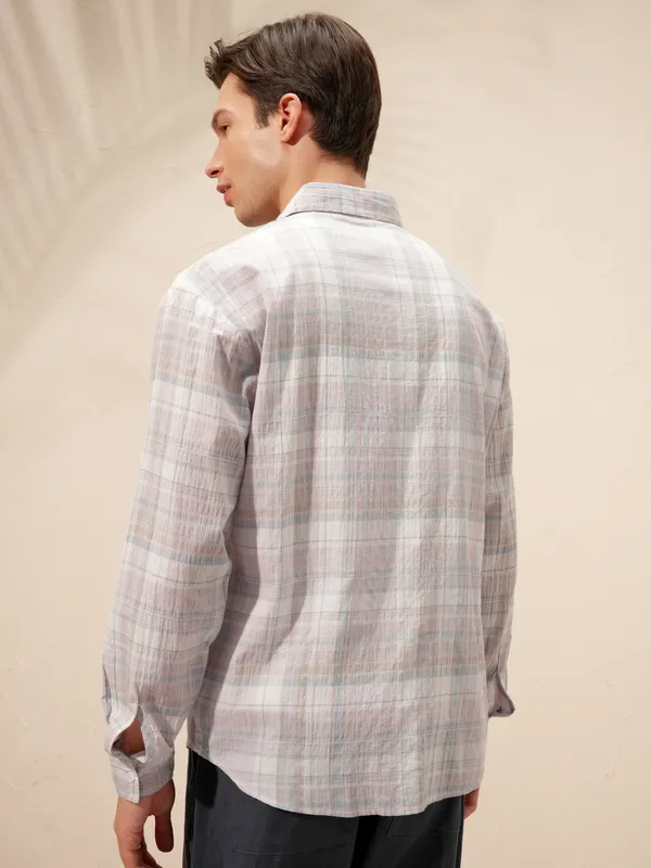 Highlander Men Lavender Checked Relaxed Fit Casual Shirt