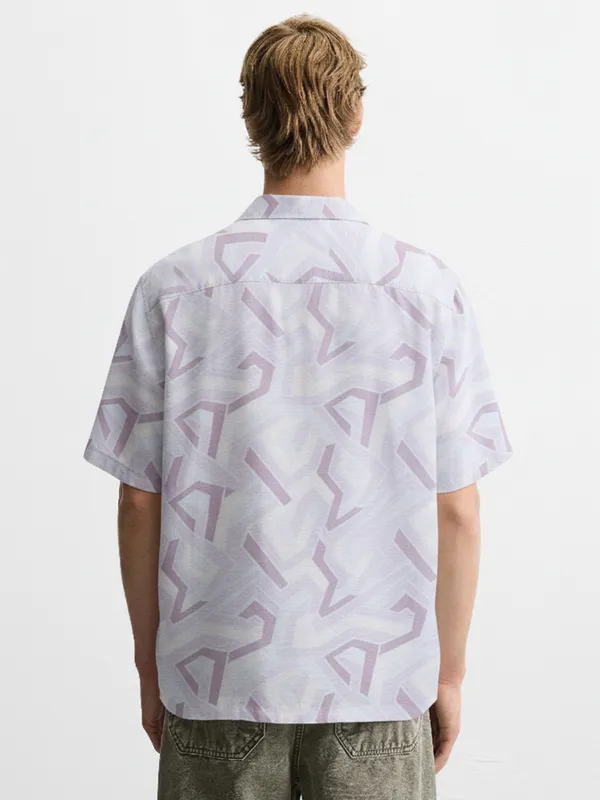 Highlander Men Lavender Printed Relaxed Fit Casual Shirt