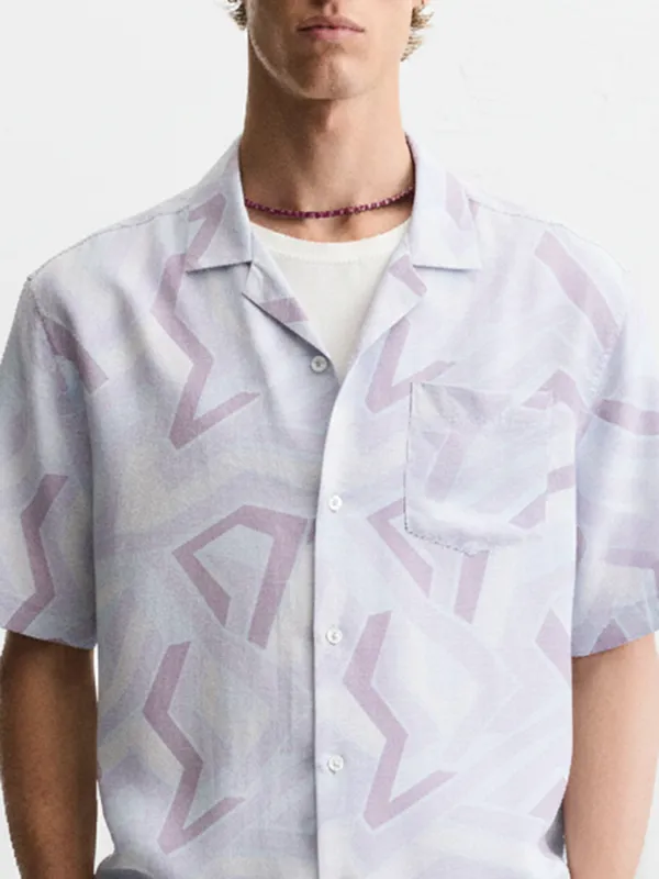 Highlander Men Lavender Printed Relaxed Fit Casual Shirt
