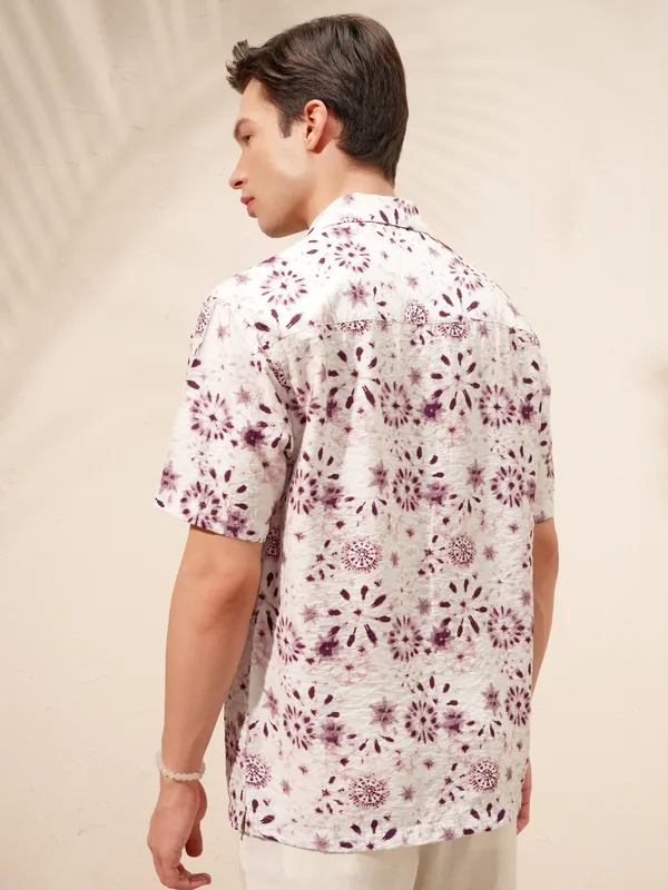 Highlander Men Burgundy Printed Relaxed Fit Casual Shirt