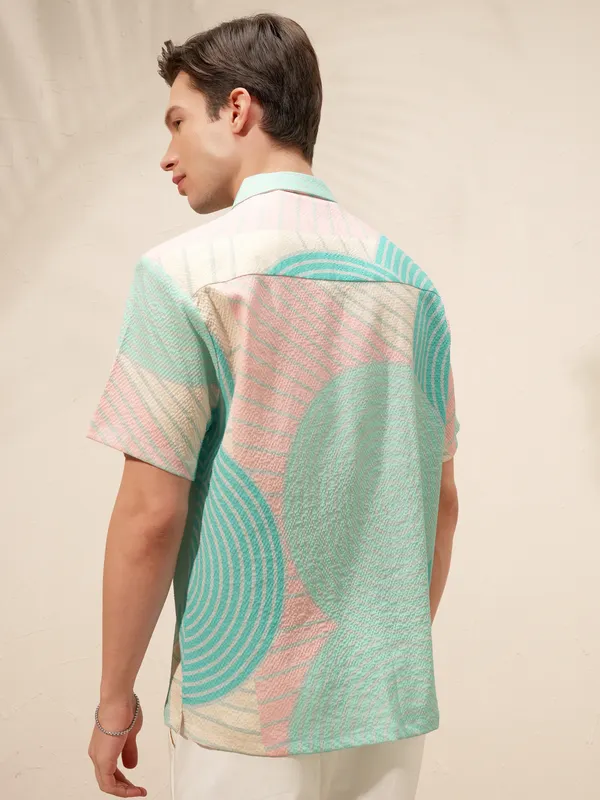 Highlander Men Green Printed Relaxed Fit Casual Shirt