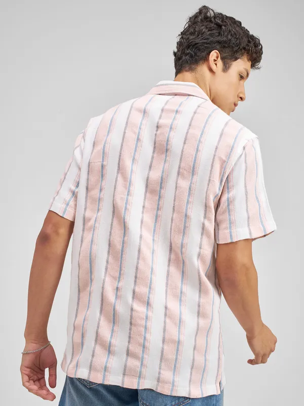 Highlander Men Pink Striped Relaxed Fit Casual Shirt