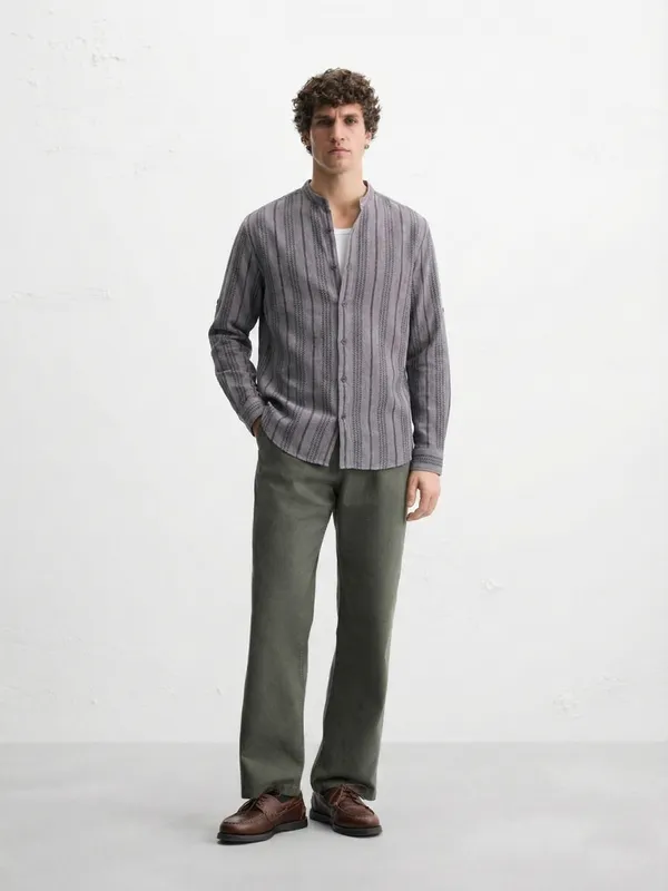 Highlander Men Lavender Striped Relaxed Fit Casual Shirt